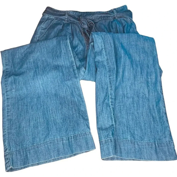 Draper James Chambray Wide Leg Trouser Denim Jean Pants - Picture 7 of 12